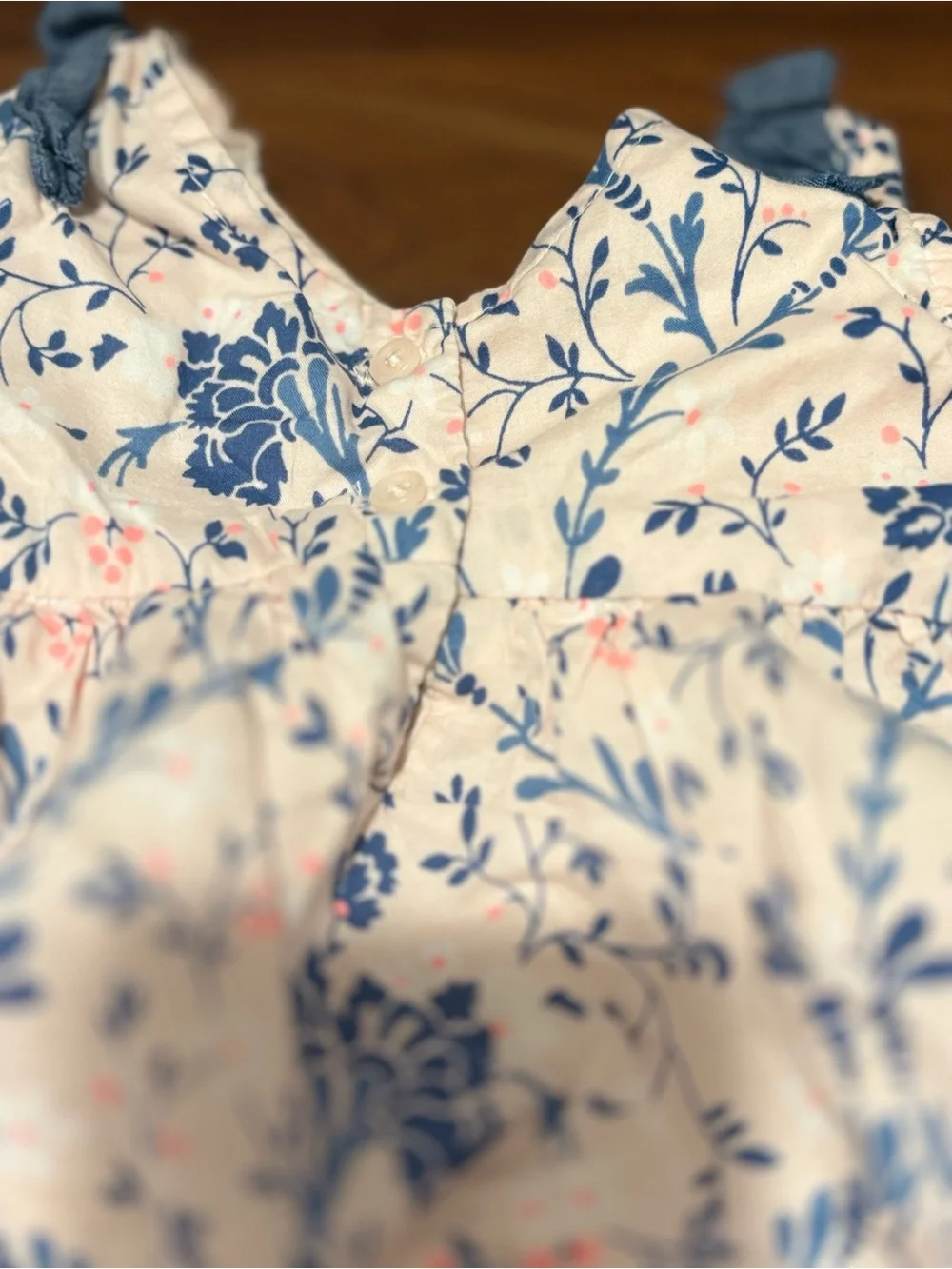 GAP Baby Pink Dress with Blue Floral Print and Pink Accents